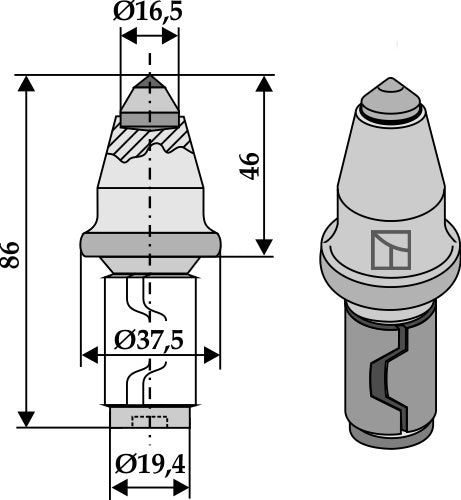 Rund attrack-tåke for gategraver med hardmetall