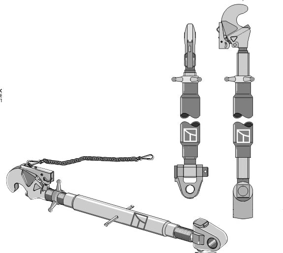 Topplänkar med automatisk krok och svängbar dragstång M36x3