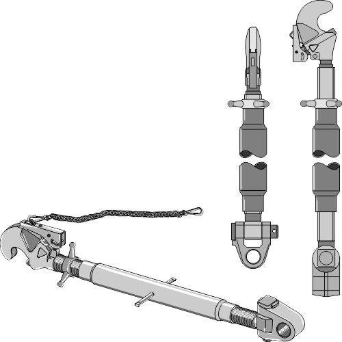 Topplänkar med automatisk krok och svängbar dragstång M36x3
