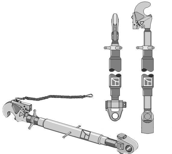 Topplänkar med automatisk krok och svängbar dragstång M36x3