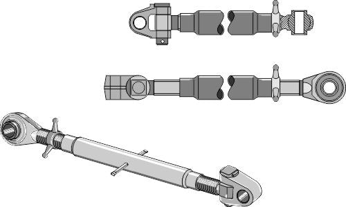Övre länkar med härdad dragstång och svängbar dragstång M36x3