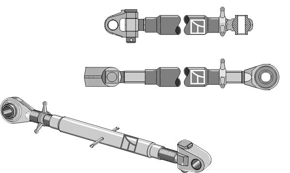 Övre länkar med härdad dragstång och svängbar dragstång M36x3