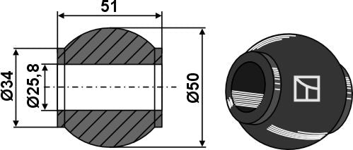 Kula för toppkrokar Kat. II - BLACK LINE