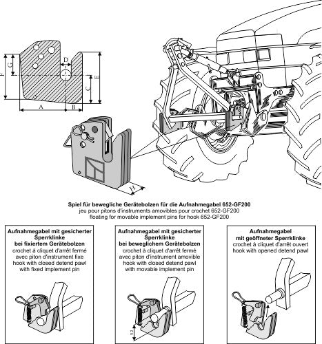 Halvautomatisk krok för främre kraftlyft – Kat. ll