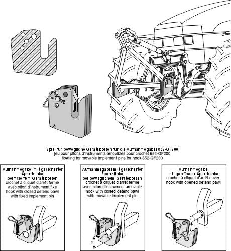 Halvautomatisk krok för främre kraftlyft – Kat. ll