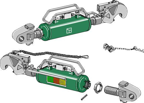 Hydraulisk topstang med krog og drejelig forbindelsesstang