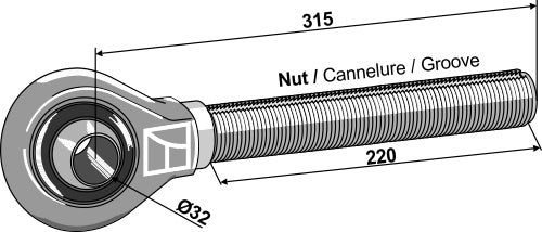 Tie-rod 1,1/2 - Kat. III - venstre gevind
