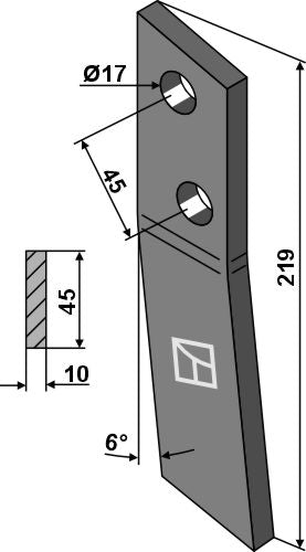 Pulttikiinnitteinen piikki - vasen