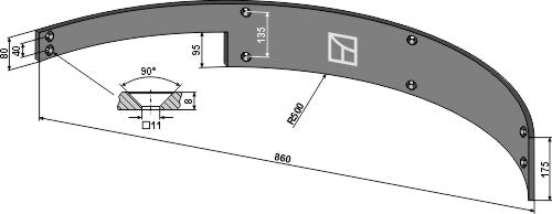 Styrebrett 860 mm - høyre