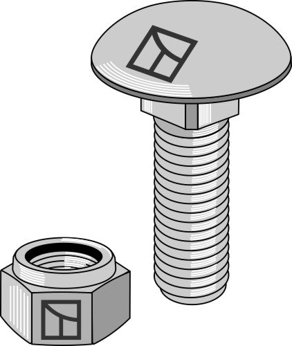 Skruv med skivhuvud M10x1,5x25 med självlåsande mutter