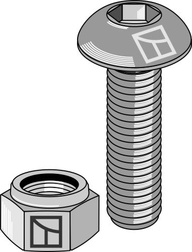 Skruv med sexkantshuvud M8x1,25x25 med sexkantshuvud och mutter