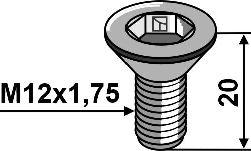 Kuusiokoloinen ruuvi M12x1,75x20