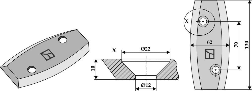 Fodermiksermesser, venstre