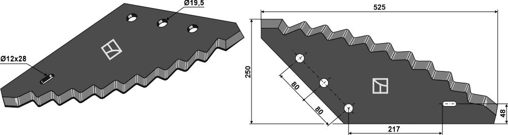 Fodder mixer knives, left - hard metal faced