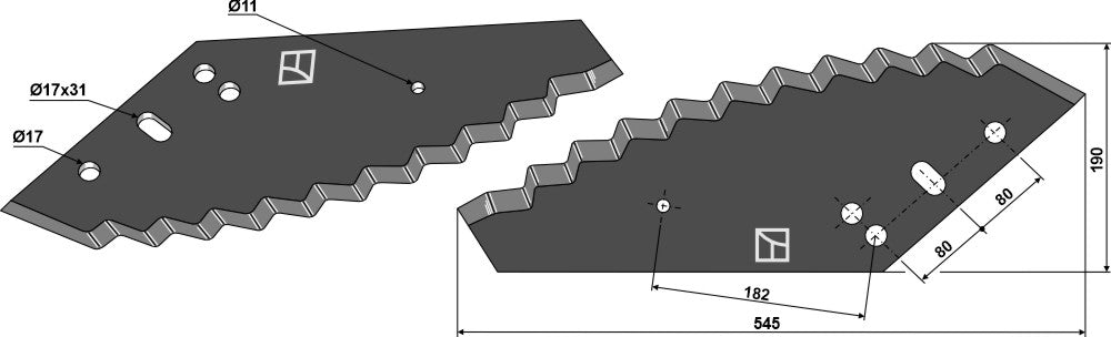 Fodder mixer knives - hard metal faced