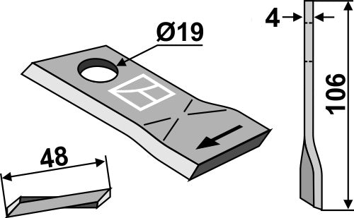 Pyörivä leikkuuterä 106 x 48 mm