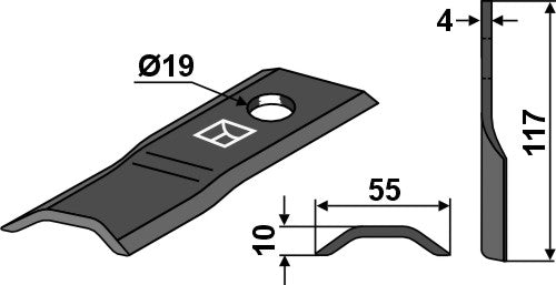 Rotorklippareblad 117x55mm