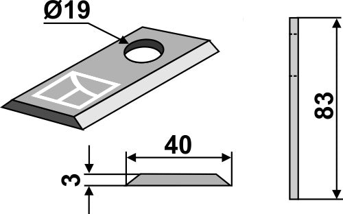 Rotorklippareblad 83x40 mm