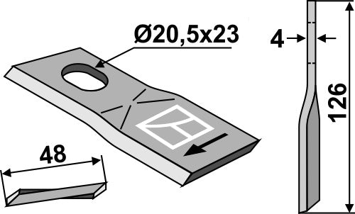 Rotorklippareblad 126x48 mm