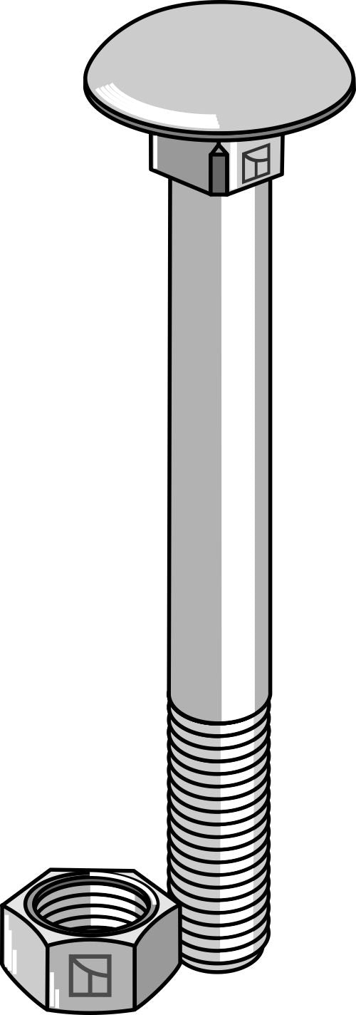 Bult M8x1,25x100 galvaniserad med mutter