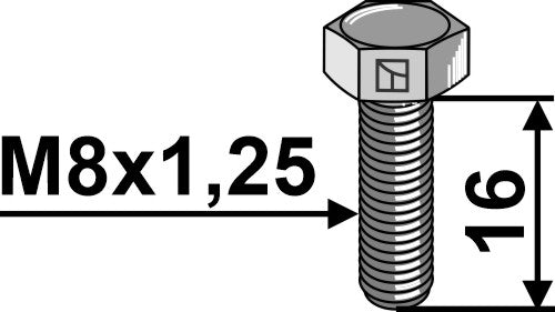 Sexkantskruv M8x1,25x16 utan mutter – galvaniserad