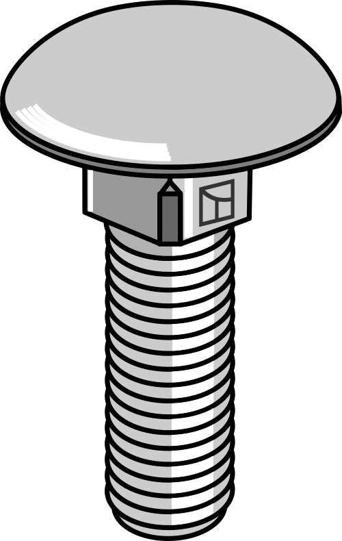 Skruv med skruvhuvud M8x1,25x20 – galvaniserad utan mutter