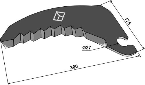 Rundbalpresskniv 300 mm