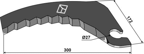Rundbalpresskniv 300 mm