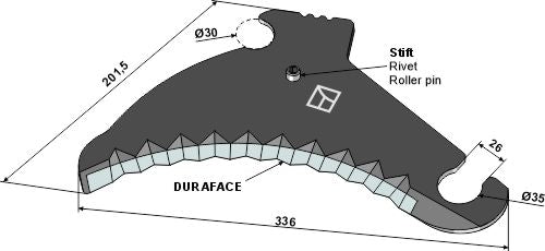 Rundbalpresskniv 336 mm – DURAFACE