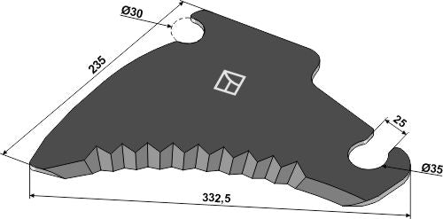 Rundbalpresskniv 332,5 mm