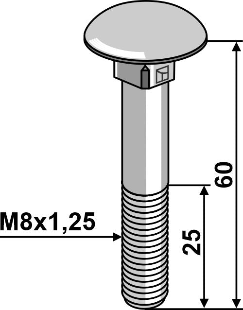 Pultti M8x1,25x60 galvanoitu ilman mutteria