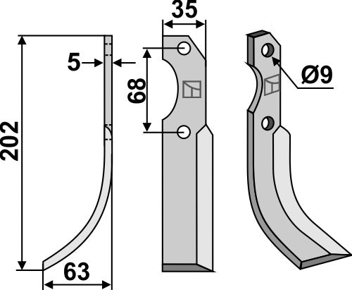 Blade 202x35mm, left