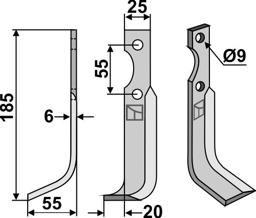 Blade 185x25mm, left