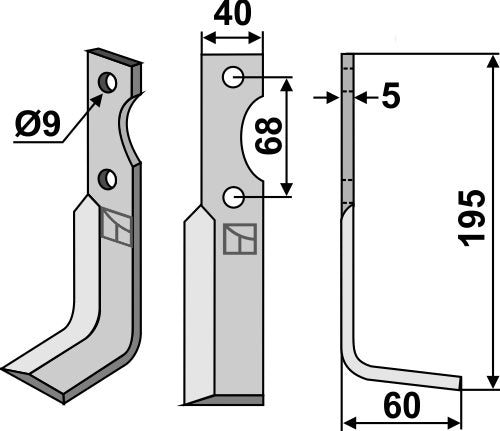 Blade 195x40mm, right