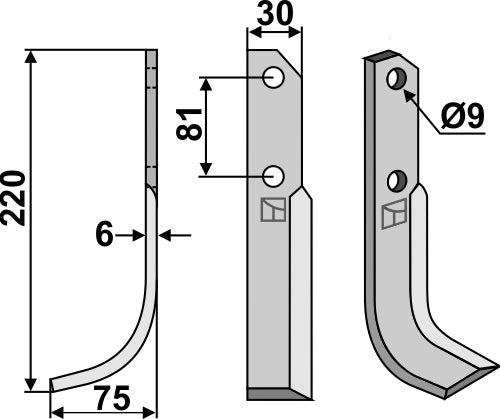 Blad 220 x 30 mm, vänster