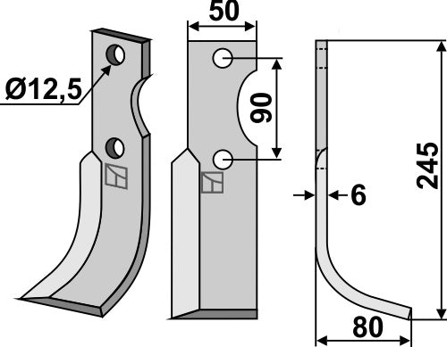Blad 245 x 50 mm, höger