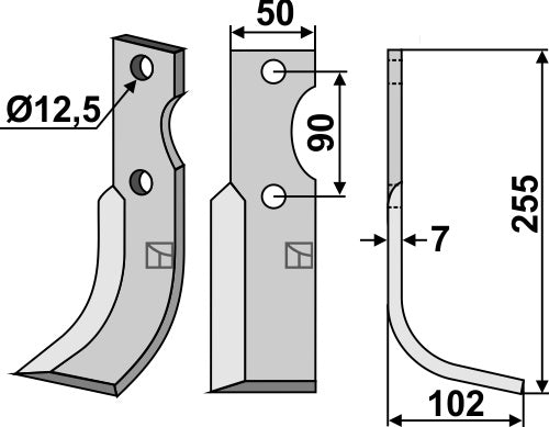 Terä 255 x 50 mm, oikea