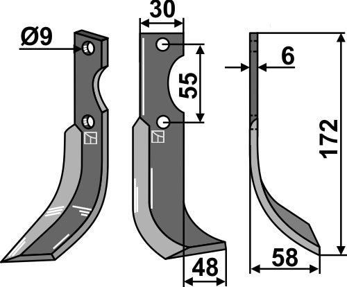 Blad 172 x 30 mm, höger