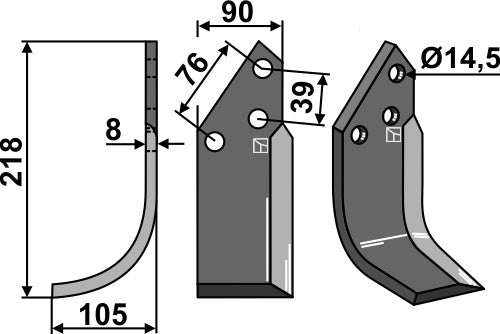 Blad 218x90mm, venstre