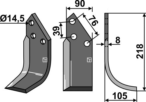 Terä 218 x 90 mm, oikea