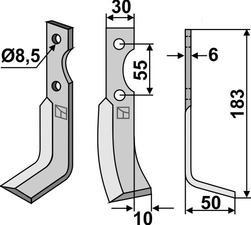 Terä 183 x 30 mm, oikea