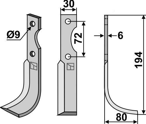 Klinge 194 x 30 mm, højre