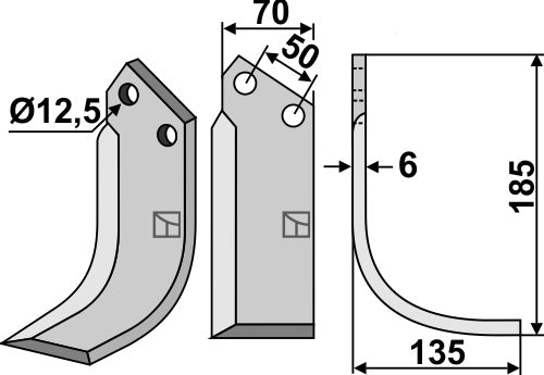 Terä 185 x 70 mm, oikea