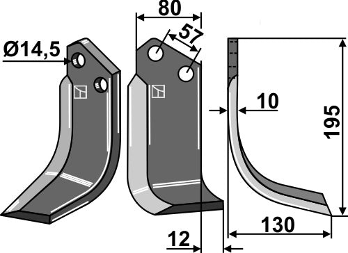 Blad 195 x 80 mm, höger