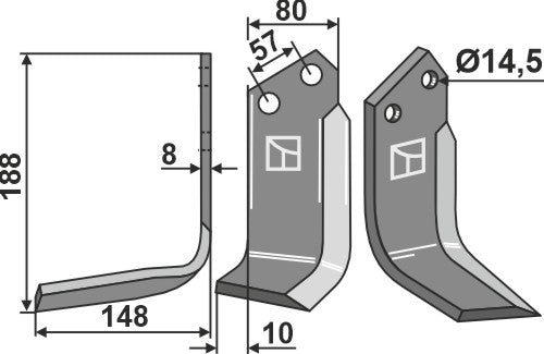 Blad 188 x 80 mm, vänster