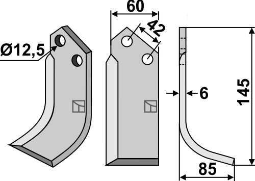 Blad 145x60mm, høyre