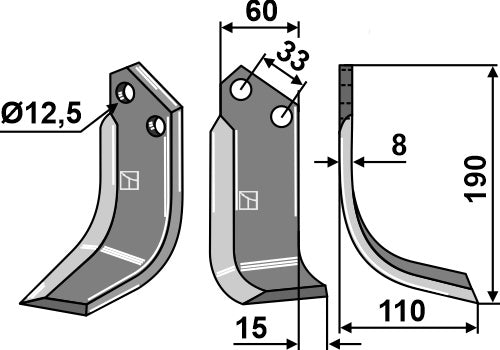 Blade 190x60mm, right