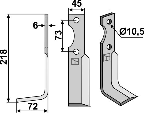 Terä 218 x 45 mm, vasen