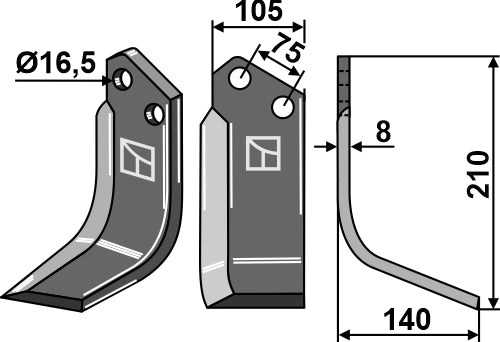 Blad 210 x 105 mm, höger