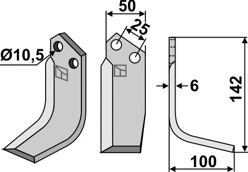 Blad 142 x 50 mm, höger